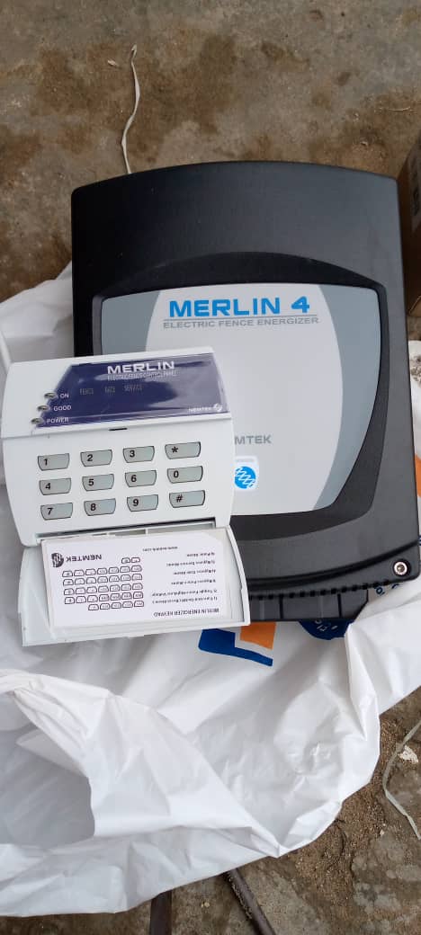 Merlin electric fence energizer for perimeter security installation
