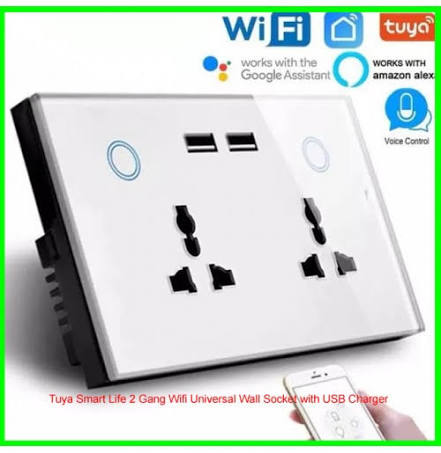 Tuya WiFi smart wall socket with USB charging ports